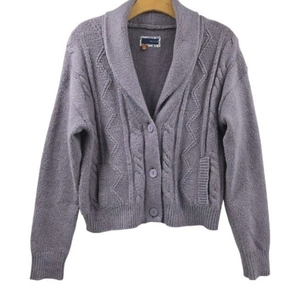 Anthropologie Pilcro Cardigan Sweater Lavender Cotton Crop - Picture 2 of 11